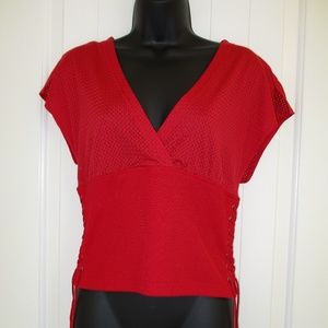 JLO by Jennifer Lopez Red, cap Sleeves Top  Sz L